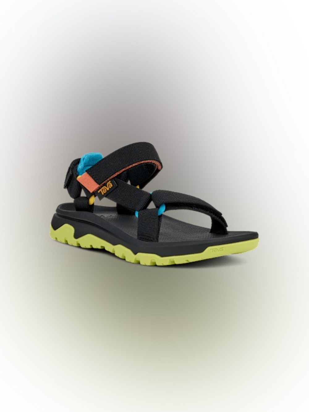 Teva Kids Black Sandals with Lime and Turquoise Accents